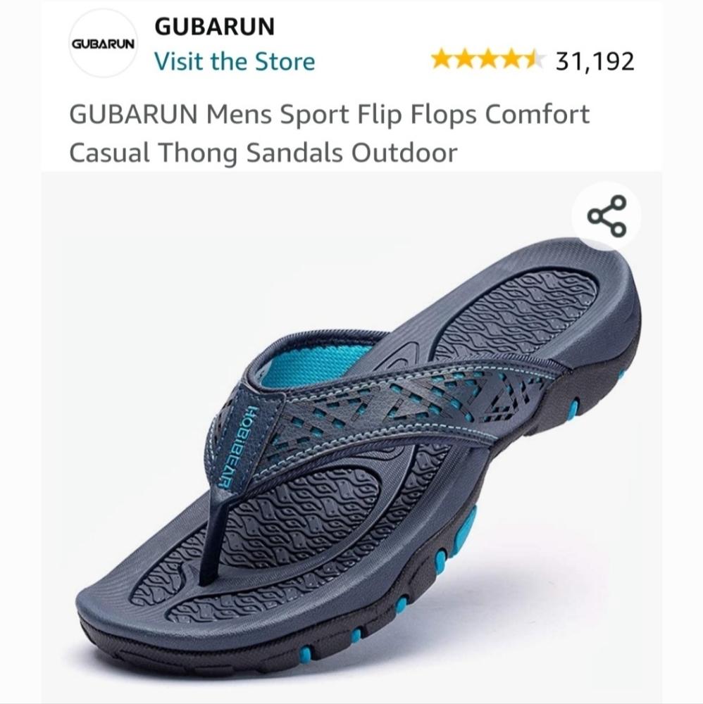 NWT Men's Blk w/ Blue Trim Flip Flops 💙 11.5 / 11 1/2